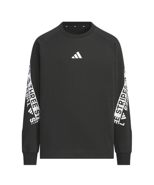 adidas（アディダス）の「adidas/アディダス 長袖 Tシャツ ロンT キッズ ワーディングパック ルーズフィット シングルジャージー W6496（Tシャツ/カットソー・キッズ・ホワイト×ブルー/ブラック×ホワイト・130cm/140cm/150cm/160cm）」の2枚目の写真