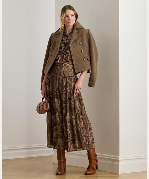 セール】ペイズリー シフォン ティアード スカート（スカート