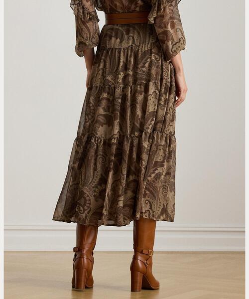 セール】ペイズリー シフォン ティアード スカート（スカート