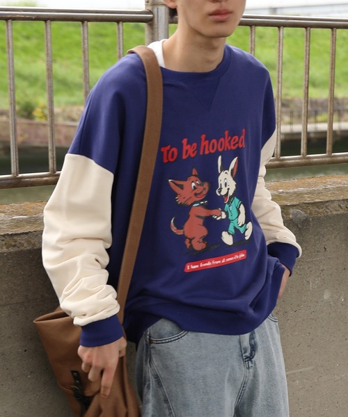 セール】HOOK -original- キャラクタープリント クルーネック