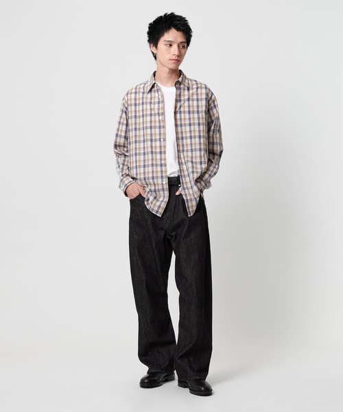 info. BEAUTY&YOUTH（インフォビューティアンドユース）の「【マルチサイズ】ツイスト デニム マチ付き ワイド テーパード パンツ（デニムパンツ・メンズ・ナチュラル/ブラック/インディゴブルー・マルチサイズ）」の22枚目の写真