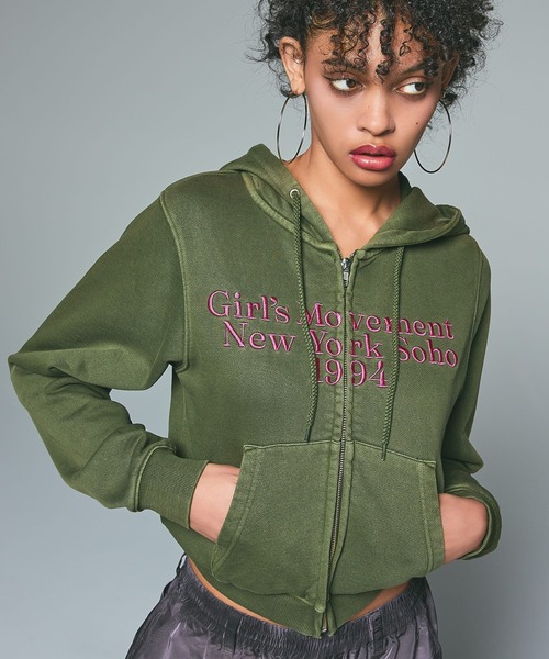 X-girl（エックスガール）の「COLOR SCHEME COMPACT ZIP UP HOODIE