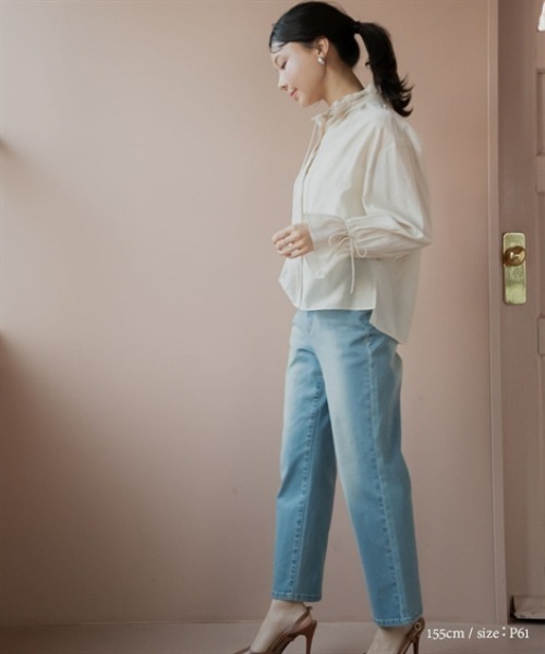 Petitjo(プッチージョ)の「小さいサイズ すごく伸びるストレートデニム 低身長さん・小柄女性(デニムパンツ・レディース・ネイビー/ブルー・PM/PSS/PS/PL)」の3枚目の写真