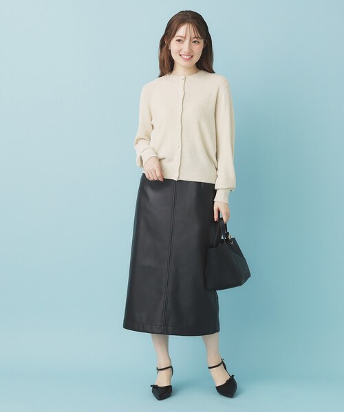 index（インデックス）の「ミニモールラメコンパクトクルーカーディガン/アンサンブル対応【洗濯機OK】（カーディガン/ボレロ・レディース・チャコールグレー/オフホワイト/グリーン系・36/38/40）」の7枚目の写真