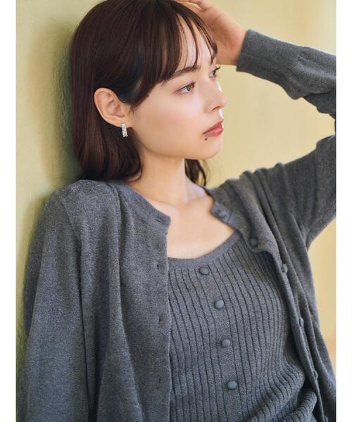 index（インデックス）の「ミニモールラメコンパクトクルーカーディガン/アンサンブル対応【洗濯機OK】（カーディガン/ボレロ・レディース・チャコールグレー/オフホワイト/グリーン系・36/38/40）」の9枚目の写真