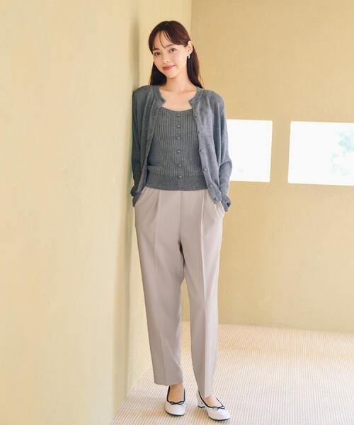 index（インデックス）の「ミニモールラメコンパクトクルーカーディガン/アンサンブル対応【洗濯機OK】（カーディガン/ボレロ・レディース・チャコールグレー/オフホワイト/グリーン系・36/38/40）」の11枚目の写真