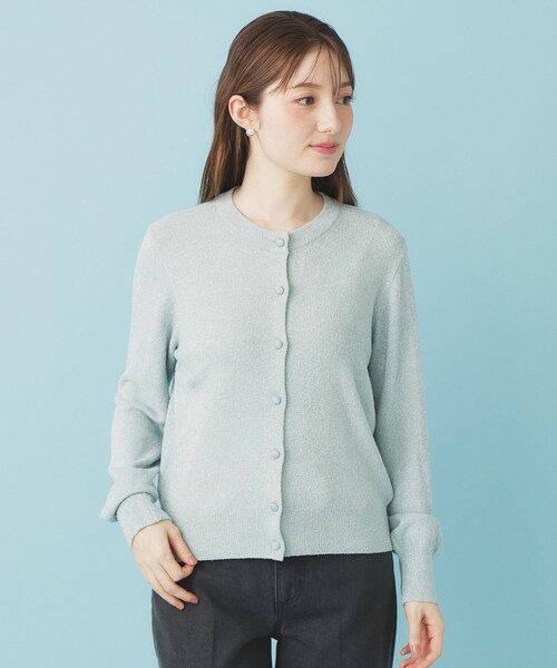 index（インデックス）の「ミニモールラメコンパクトクルーカーディガン/アンサンブル対応【洗濯機OK】（カーディガン/ボレロ・レディース・チャコールグレー/オフホワイト/グリーン系・36/38/40）」の20枚目の写真