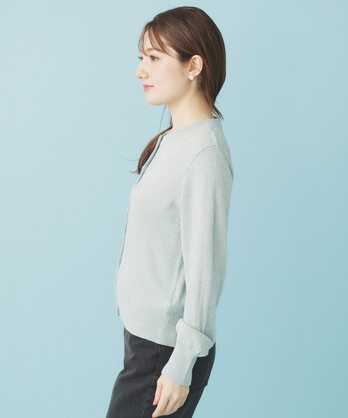 index（インデックス）の「ミニモールラメコンパクトクルーカーディガン/アンサンブル対応【洗濯機OK】（カーディガン/ボレロ・レディース・チャコールグレー/オフホワイト/グリーン系・36/38/40）」の21枚目の写真