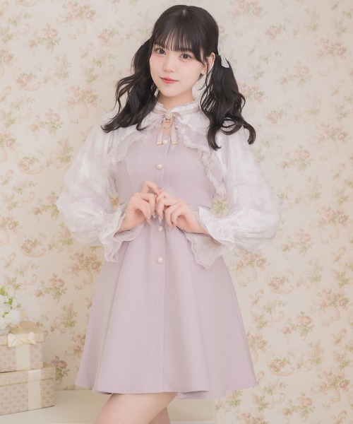 花柄シアーラッフルワンピース セール】花柄シアーラッフルワンピース（ワンピース）｜ROJITA