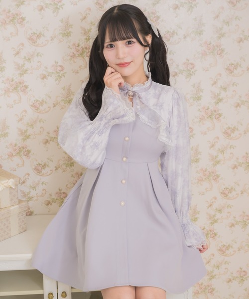 ROJITA（ロジータ）の「花柄シアーラッフルワンピース（ワンピース・レディース・ピンク/ブラック/ブルー・FREE）」の2枚目の写真