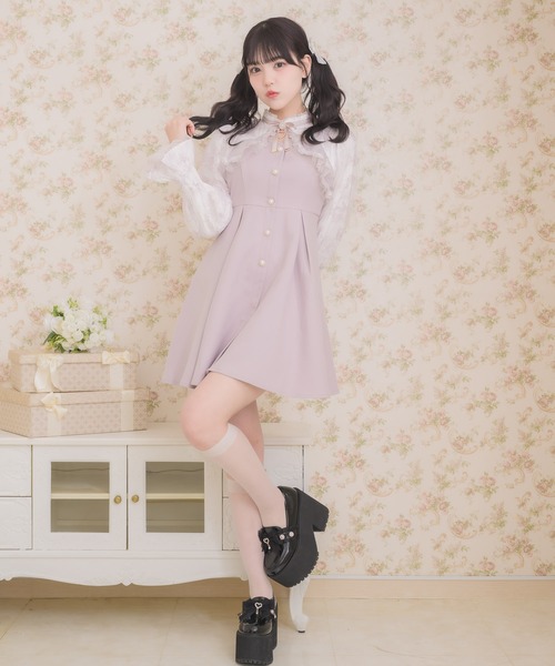 ROJITA（ロジータ）の「花柄シアーラッフルワンピース（ワンピース・レディース・ピンク/ブラック/ブルー・FREE）」の10枚目の写真