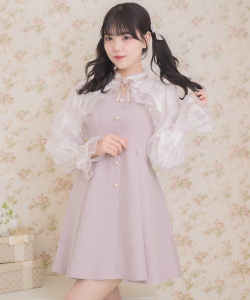 花柄シアーラッフルワンピース セール】花柄シアーラッフルワンピース（ワンピース）｜ROJITA