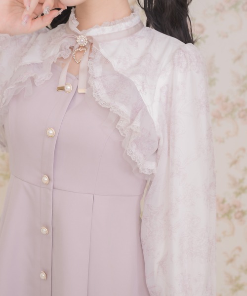 花柄シアーラッフルワンピース セール】花柄シアーラッフルワンピース（ワンピース）｜ROJITA