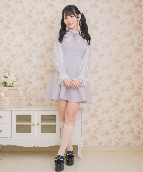 ROJITA（ロジータ）の「花柄シアーラッフルワンピース（ワンピース・レディース・ピンク/ブラック/ブルー・FREE）」の5枚目の写真