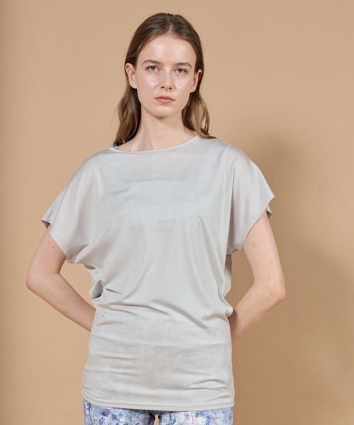 Julier Yoga and Relax(ジュリエヨガアンドリラックス)の「Julier エコリヨセル半袖トップス(Tシャツ/カットソー・レディース・ラベンダー/ライトグレー/ブラック・FREE)」の3枚目の写真