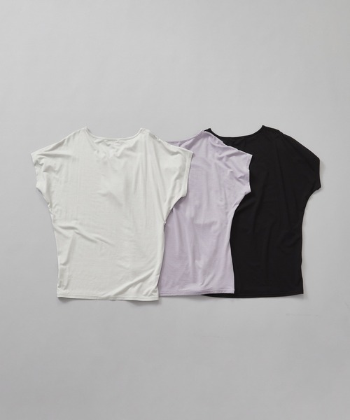 Julier Yoga and Relax(ジュリエヨガアンドリラックス)の「Julier エコリヨセル半袖トップス(Tシャツ/カットソー・レディース・ラベンダー/ライトグレー/ブラック・FREE)」の4枚目の写真