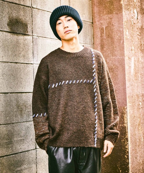 かがりステッチニットプルオーバー（ニット/セーター）｜niko and