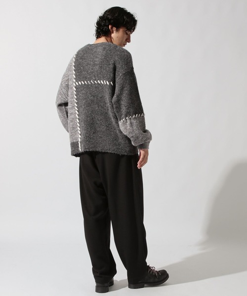 niko and...(ニコアンド)の「かがりステッチニットプルオーバー(ニット/セーター・メンズ・ブラウン/チャコール/アイボリー・MEDIUM/LARGE)」の5枚目の写真