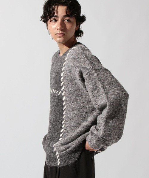niko and...(ニコアンド)の「かがりステッチニットプルオーバー(ニット/セーター・メンズ・ブラウン/チャコール/アイボリー・MEDIUM/LARGE)」の9枚目の写真