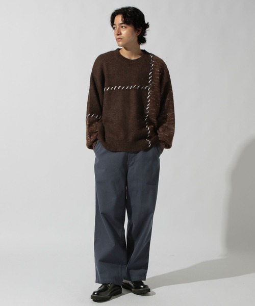 niko and...(ニコアンド)の「かがりステッチニットプルオーバー(ニット/セーター・メンズ・ブラウン/チャコール/アイボリー・MEDIUM/LARGE)」の10枚目の写真