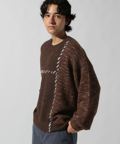 niko and...(ニコアンド)の「かがりステッチニットプルオーバー(ニット/セーター・メンズ・ブラウン/チャコール/アイボリー・MEDIUM/LARGE)」の12枚目の写真