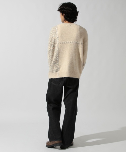 niko and...(ニコアンド)の「かがりステッチニットプルオーバー(ニット/セーター・メンズ・ブラウン/チャコール/アイボリー・MEDIUM/LARGE)」の6枚目の写真