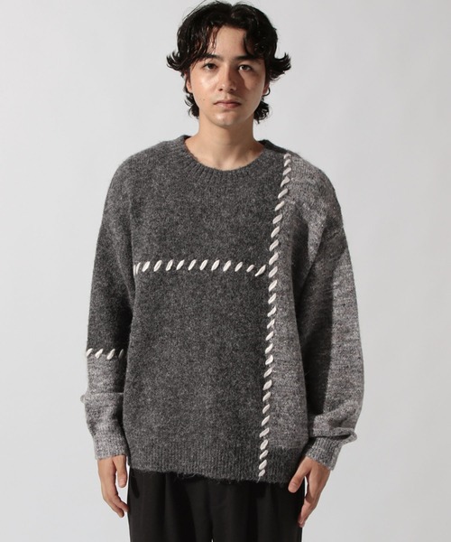 niko and...(ニコアンド)の「かがりステッチニットプルオーバー(ニット/セーター・メンズ・ブラウン/チャコール/アイボリー・MEDIUM/LARGE)」の8枚目の写真