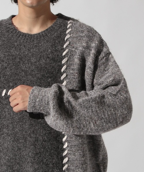 niko and...(ニコアンド)の「かがりステッチニットプルオーバー(ニット/セーター・メンズ・ブラウン/チャコール/アイボリー・MEDIUM/LARGE)」の14枚目の写真