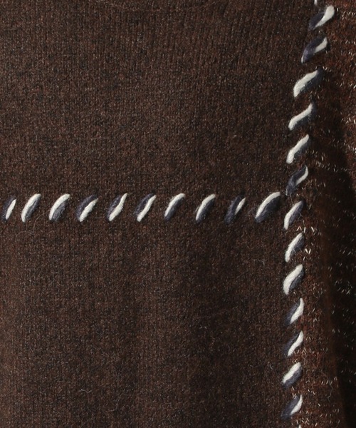 niko and...(ニコアンド)の「かがりステッチニットプルオーバー(ニット/セーター・メンズ・ブラウン/チャコール/アイボリー・MEDIUM/LARGE)」の18枚目の写真