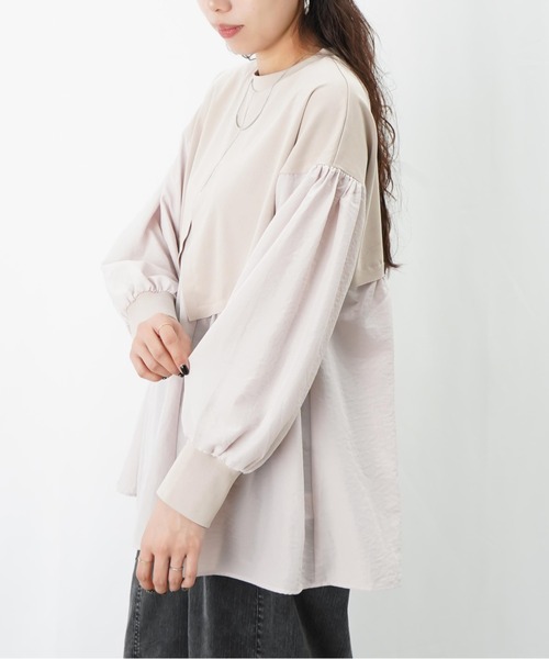 LUCA/LADY LUCK LUCA(ルカ/レディラックルカ)の「LC/LLL 布帛切替チュニック(Tシャツ/カットソー・レディース・ベージュ/ブラック/グレー・FREE)」の1枚目の写真