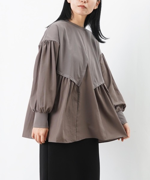 LUCA/LADY LUCK LUCA(ルカ/レディラックルカ)の「LC/LLL 布帛切替チュニック(Tシャツ/カットソー・レディース・ベージュ/ブラック/グレー・FREE)」の3枚目の写真