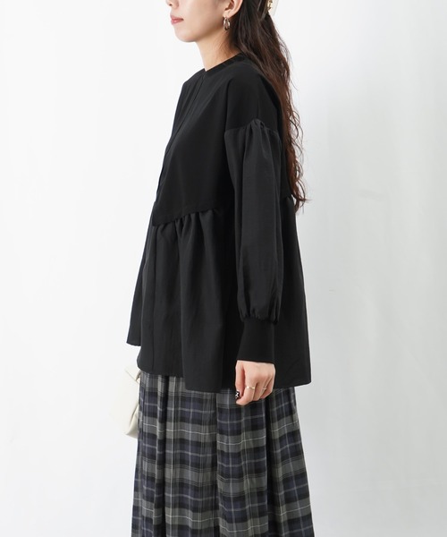 LUCA/LADY LUCK LUCA(ルカ/レディラックルカ)の「LC/LLL 布帛切替チュニック(Tシャツ/カットソー・レディース・ベージュ/ブラック/グレー・FREE)」の21枚目の写真