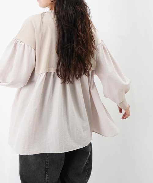 LUCA/LADY LUCK LUCA(ルカ/レディラックルカ)の「LC/LLL 布帛切替チュニック(Tシャツ/カットソー・レディース・ベージュ/ブラック/グレー・FREE)」の8枚目の写真