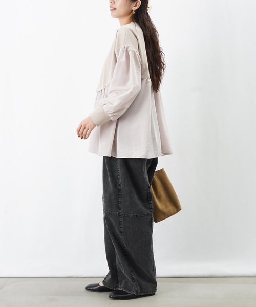 LUCA/LADY LUCK LUCA(ルカ/レディラックルカ)の「LC/LLL 布帛切替チュニック(Tシャツ/カットソー・レディース・ベージュ/ブラック/グレー・FREE)」の5枚目の写真