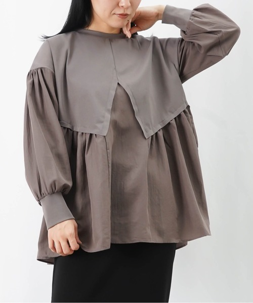 LUCA/LADY LUCK LUCA(ルカ/レディラックルカ)の「LC/LLL 布帛切替チュニック(Tシャツ/カットソー・レディース・ベージュ/ブラック/グレー・FREE)」の10枚目の写真