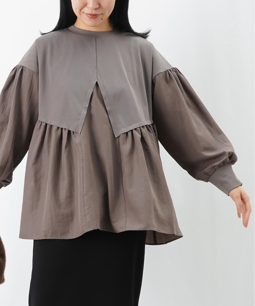 LUCA/LADY LUCK LUCA(ルカ/レディラックルカ)の「LC/LLL 布帛切替チュニック(Tシャツ/カットソー・レディース・ベージュ/ブラック/グレー・FREE)」の17枚目の写真