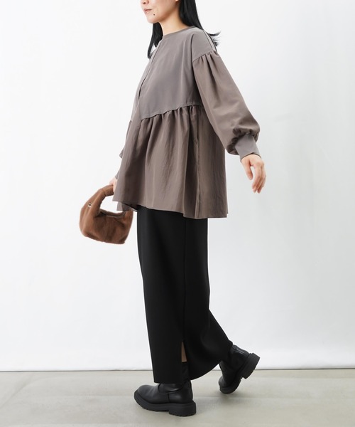 LUCA/LADY LUCK LUCA(ルカ/レディラックルカ)の「LC/LLL 布帛切替チュニック(Tシャツ/カットソー・レディース・ベージュ/ブラック/グレー・FREE)」の13枚目の写真