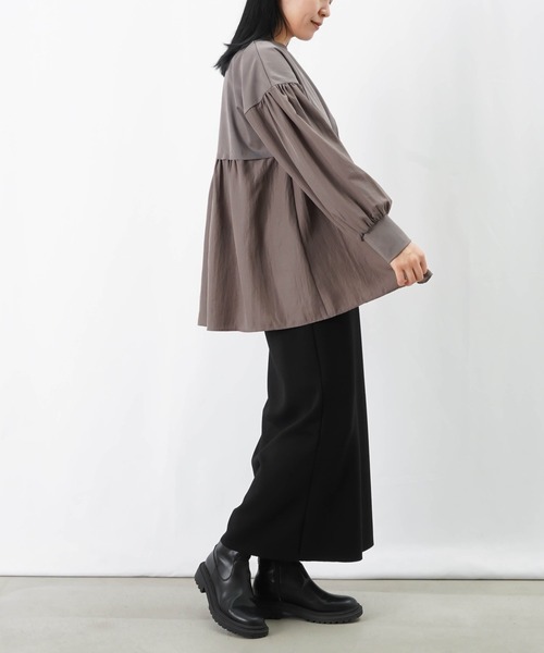 LUCA/LADY LUCK LUCA(ルカ/レディラックルカ)の「LC/LLL 布帛切替チュニック(Tシャツ/カットソー・レディース・ベージュ/ブラック/グレー・FREE)」の6枚目の写真