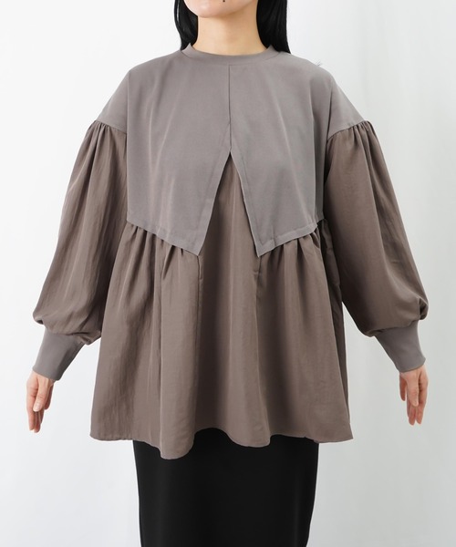 LUCA/LADY LUCK LUCA(ルカ/レディラックルカ)の「LC/LLL 布帛切替チュニック(Tシャツ/カットソー・レディース・ベージュ/ブラック/グレー・FREE)」の12枚目の写真