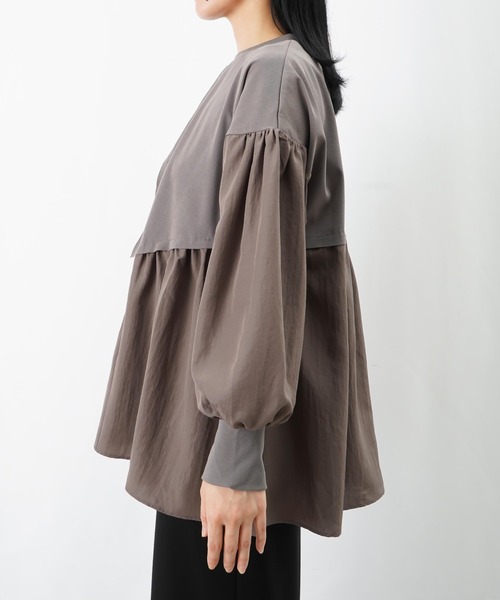 LUCA/LADY LUCK LUCA(ルカ/レディラックルカ)の「LC/LLL 布帛切替チュニック(Tシャツ/カットソー・レディース・ベージュ/ブラック/グレー・FREE)」の14枚目の写真