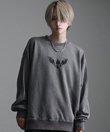 『SILVER BULLET SELECT AP/シルバーバレットセレクト』クルーネック ハードグラフィック刺繍ケミカル加工長袖トレーナー