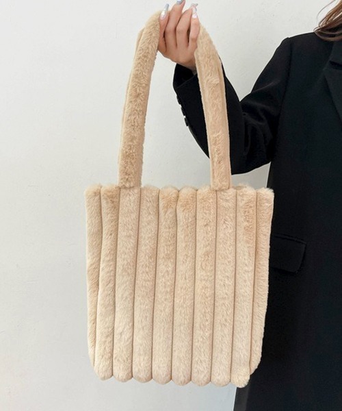 Miniministore(ミニミニストア)の「トートバッグ A4サイズ鞄 ファーバッグ(トートバッグ・レディース・ベージュ/モカ/ホワイト/ブラック・FREE)」の9枚目の写真