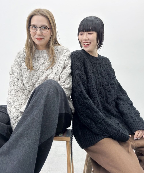 niko and...（ニコアンド）の「[MODE NORM CORE] ロービングポコポコプルオーバー（ニット/セーター・レディース・ライトグレー/ブラック/アイボリー・FREE）」の8枚目の写真