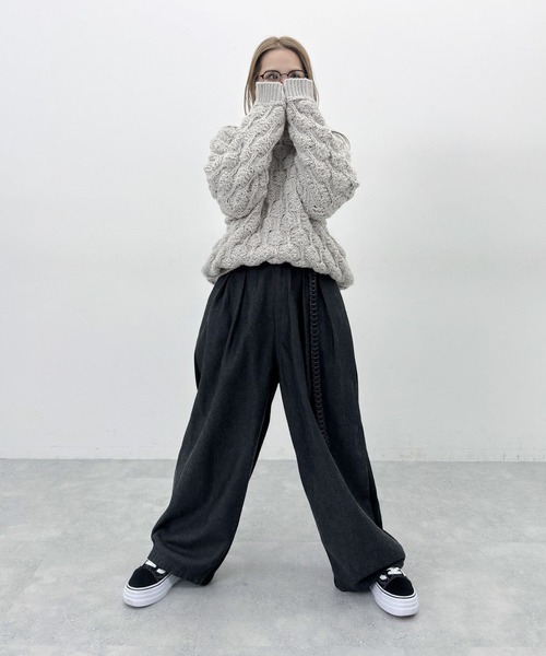 niko and...（ニコアンド）の「[MODE NORM CORE] ロービングポコポコプルオーバー（ニット/セーター・レディース・ライトグレー/ブラック/アイボリー・FREE）」の9枚目の写真