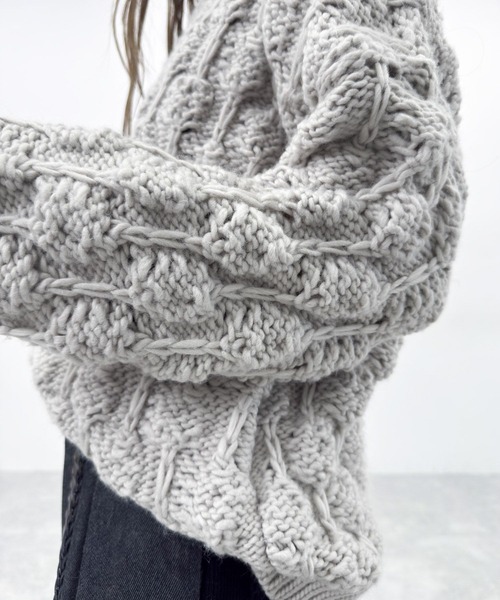 niko and...（ニコアンド）の「[MODE NORM CORE] ロービングポコポコプルオーバー（ニット/セーター・レディース・ライトグレー/ブラック/アイボリー・FREE）」の11枚目の写真