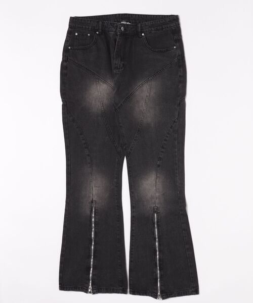NO WAY(ノーウェイ)の「/ZIP-FLARE WIDE DENIM/(デニムパンツ・メンズ・ブラック・LARGE/MEDIUM)」の1枚目の写真