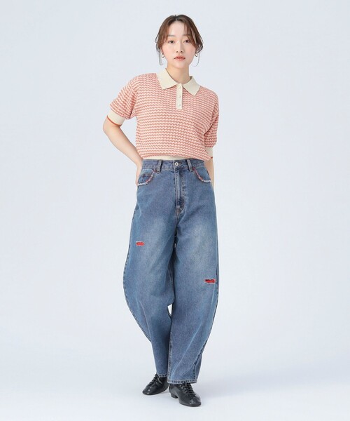 BEAMS HEART(ビームスハート)の「カラー ダメージ コクーン デニム(デニムパンツ・レディース・サックスブルー/ブルー・SMALL/MEDIUM)」の6枚目の写真