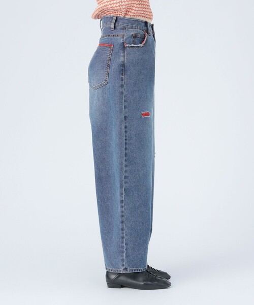 BEAMS HEART(ビームスハート)の「カラー ダメージ コクーン デニム(デニムパンツ・レディース・サックスブルー/ブルー・SMALL/MEDIUM)」の11枚目の写真