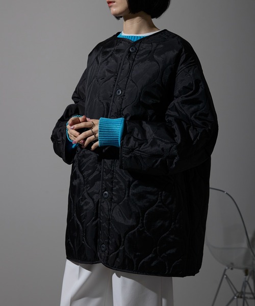 each（イーチ）の「キルティング中綿ミディジャケット（ブルゾン・レディース・アイボリー/カーキ/ブラウン/ブラック・FREE）」の7枚目の写真