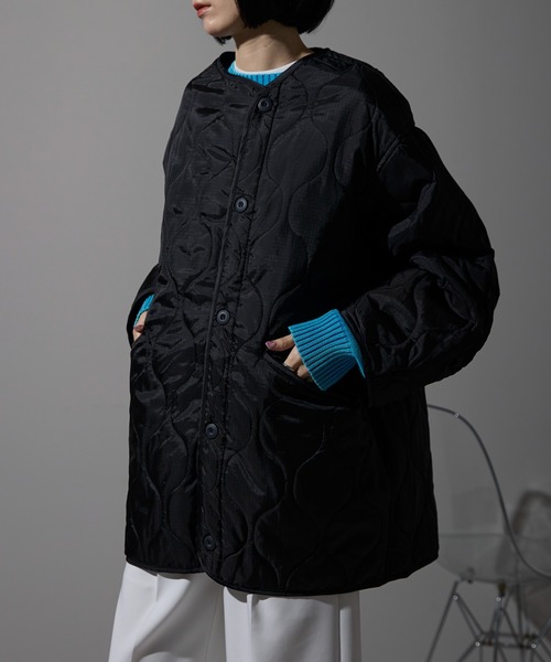 each（イーチ）の「キルティング中綿ミディジャケット（ブルゾン・レディース・アイボリー/カーキ/ブラウン/ブラック・FREE）」の8枚目の写真